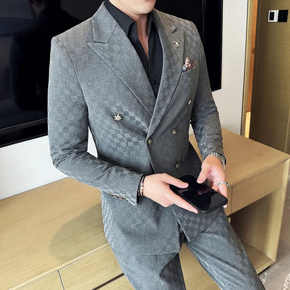 Men's Double Breast Formal Style 2 Pieces Business Suit
