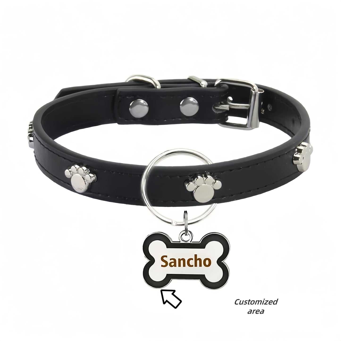 Double-Sided Engraved Leather Custom Dog Collar