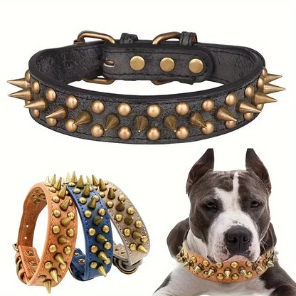 Durable Anti Bite Training Leather Studded Dog Collar