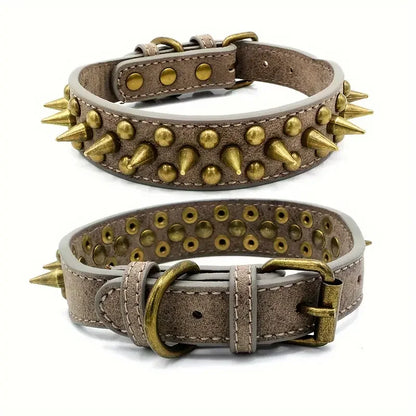 Durable Anti Bite Training Leather Studded Dog Collar