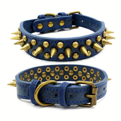 Durable Anti Bite Training Leather Studded Dog Collar