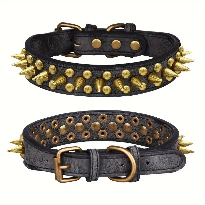 Durable Anti Bite Training Leather Studded Dog Collar