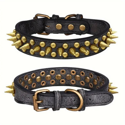 Durable Anti Bite Training Leather Studded Dog Collar