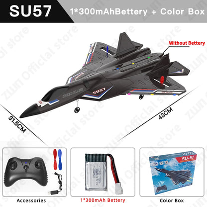 LED Lights 2.4G RC SU57 Glider Airplane