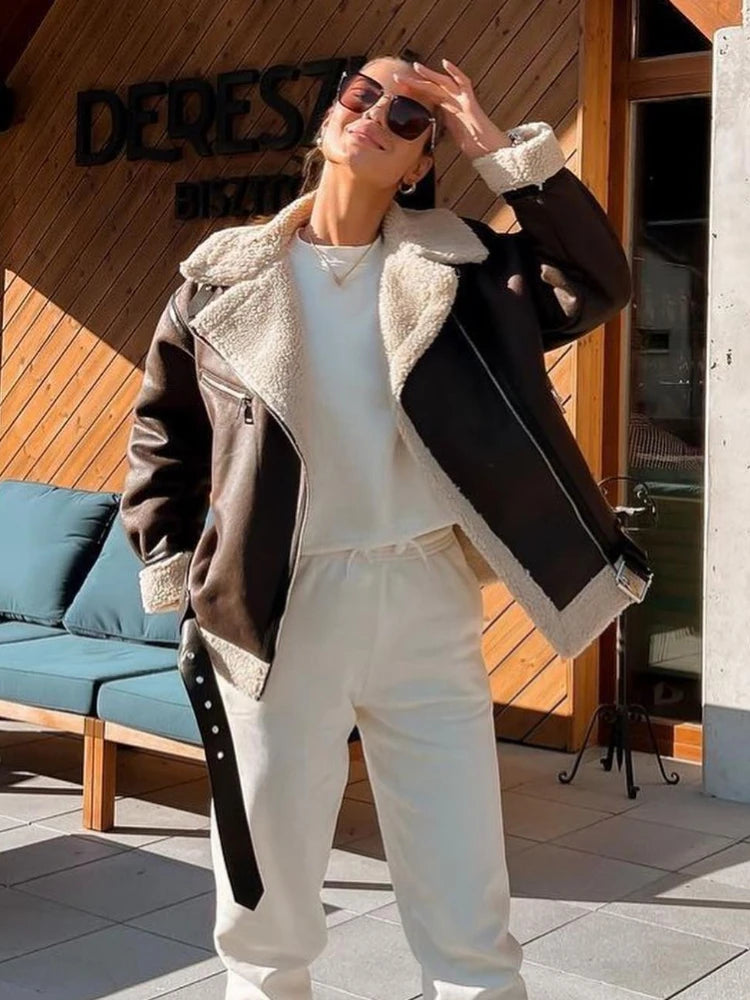 Suninheart Fashion Faux Fur Zipper Jacket