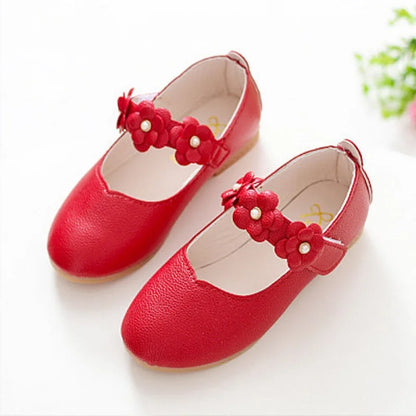 Flowers Fashion White Wedding Kids School Flat Shoes