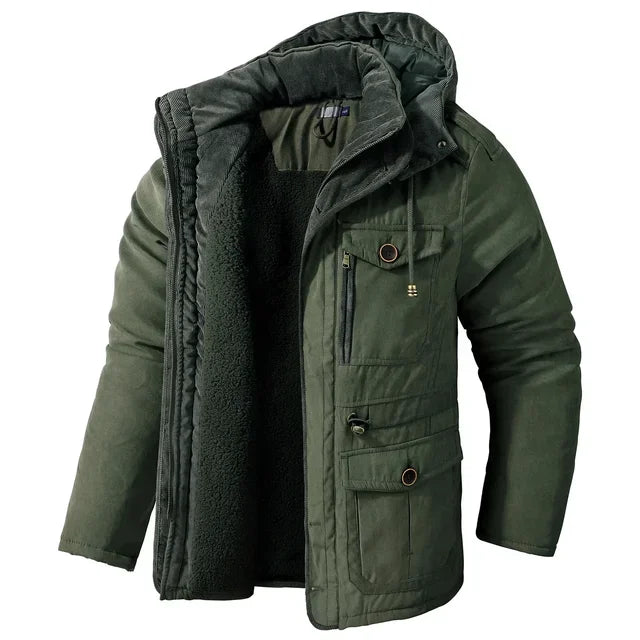 green fleece Men's Winter Lamb Fleece Hoodie Jacket with Pockets
jacket