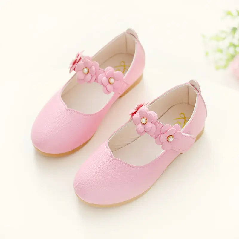 Flowers Fashion White Wedding Kids School Flat Shoes