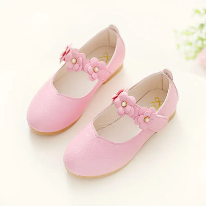 Flowers Fashion White Wedding Kids School Flat Shoes