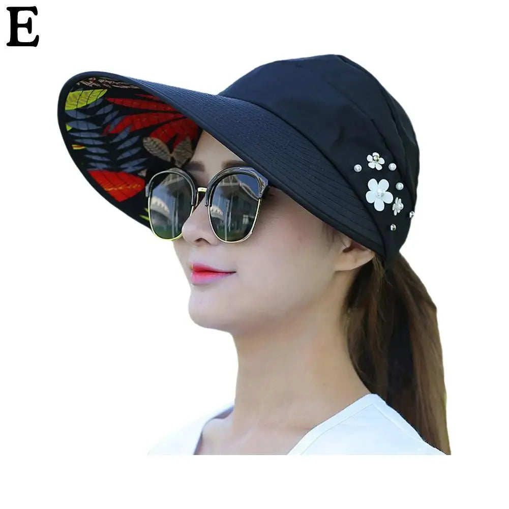 Foldable Tennis WideBrim Women Sun Visor Hat