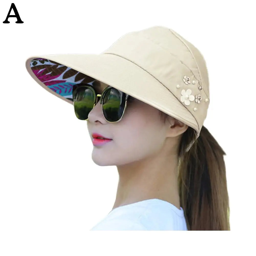 Foldable Tennis WideBrim Women Sun Visor Hat