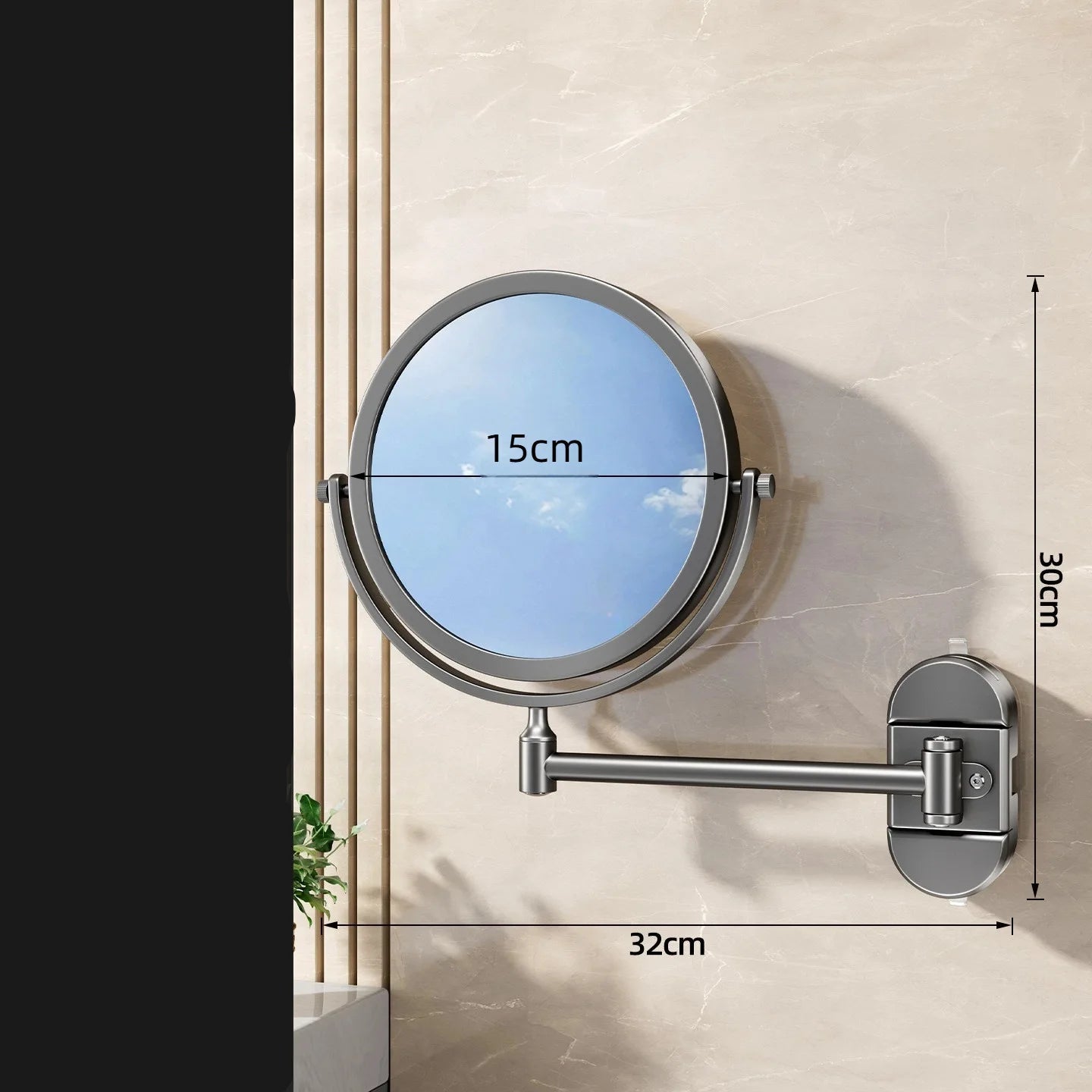Foldable Magnifying Wall Mounted Vanity Mirror
