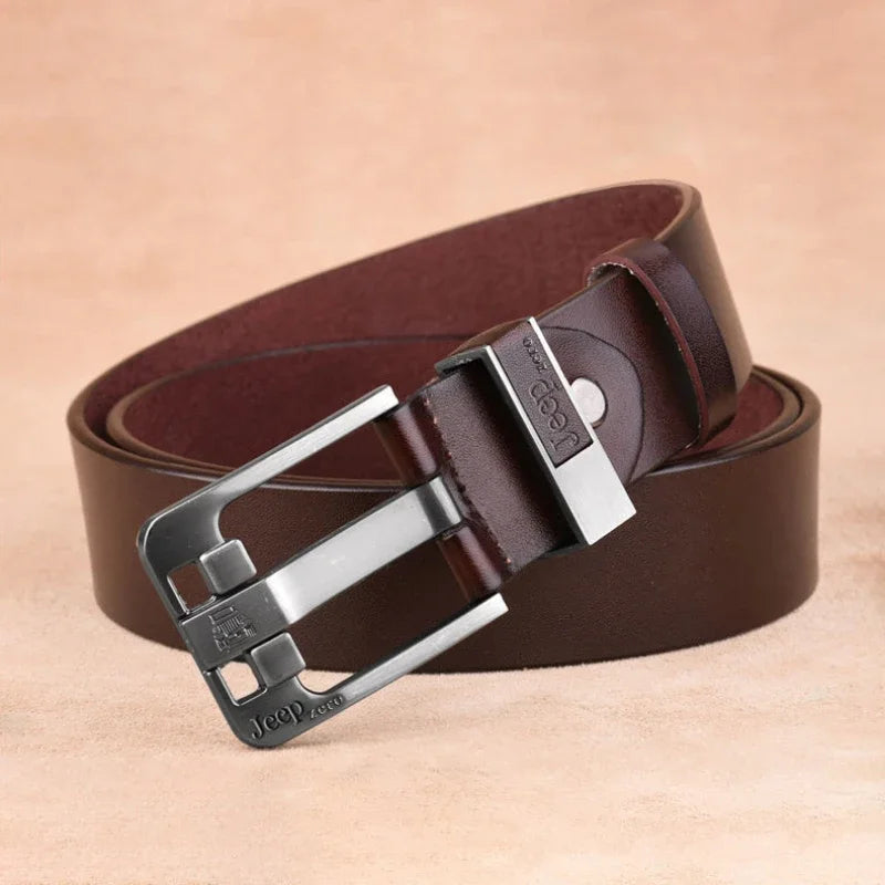 Genuine Leather Men's Belt - Metal Buckle