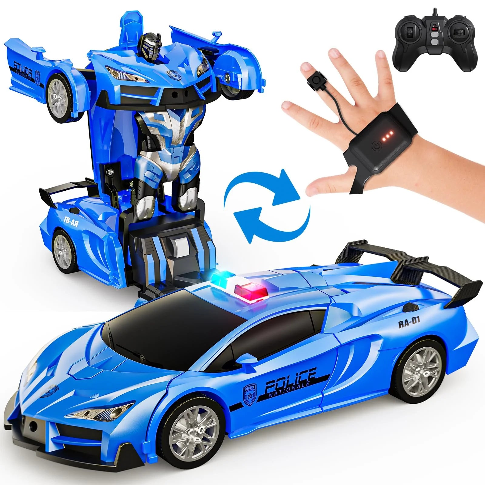 Gesture-Sensing LED Police Car RC Robot