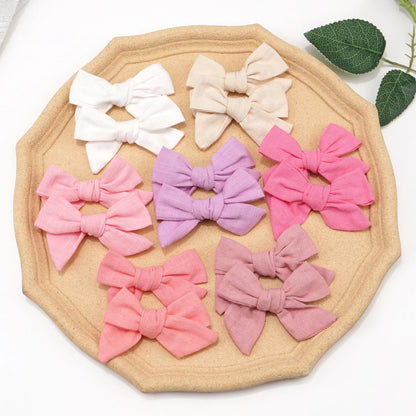 Girls Cotton Hair Bows Clips Set