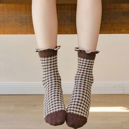 Girls Mid-Calf Cotton Socks 5-Pack