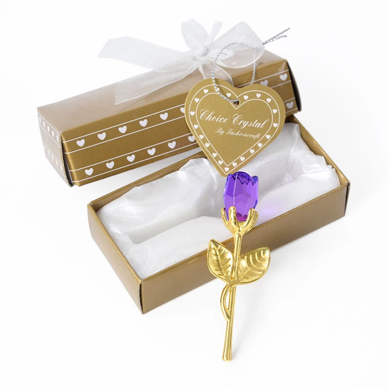 Valentines Day Gift Crystal Bear Glass Rose Artificial Flower 