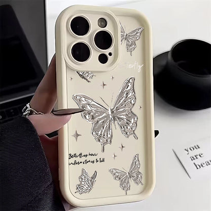 Gold Half-Wrapped Silicone Butterfly Phone Cover