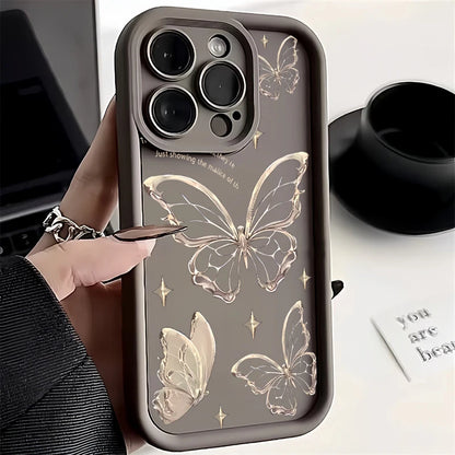Gold Half-Wrapped Silicone Butterfly Phone Cover
