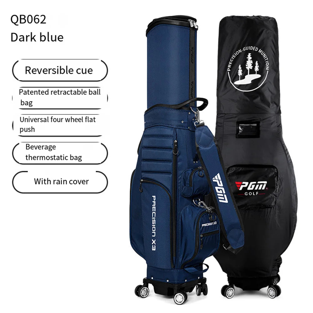 PGM QB062: Universal 4-Wheel Golf Bag with Telescopic Handle
