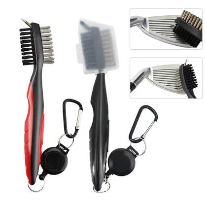 Golf Club Cleaning Brush Retractable Carabiner Tool