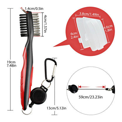 Golf Club Cleaning Brush Retractable Carabiner Tool