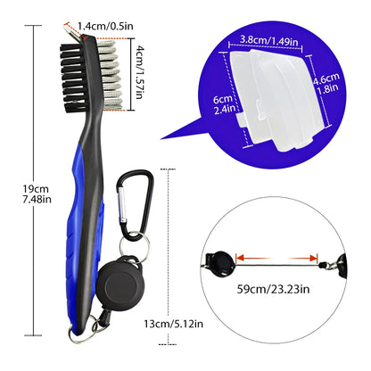 Golf Club Cleaning Brush Retractable Carabiner Tool