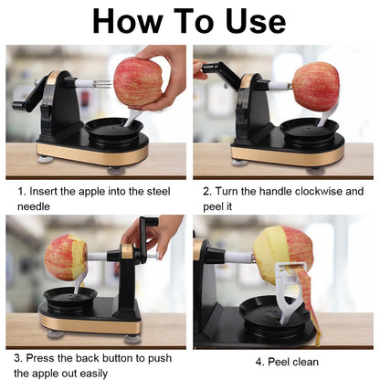 Éplucheur et coupe-cuisine multifonctions à manivelle pour pommes de terre, pommes et fruits