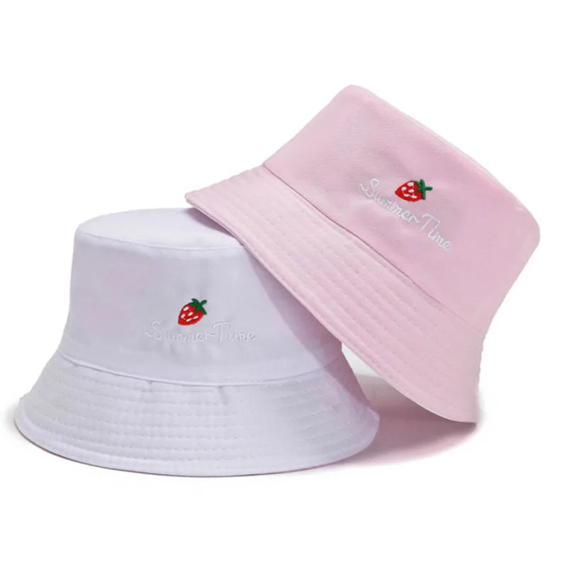 Chapeau de pêcheur brodé de fleurs double face pour femmes