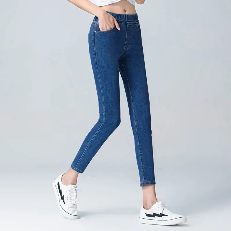 Jean skinny taille haute élastique pour femme