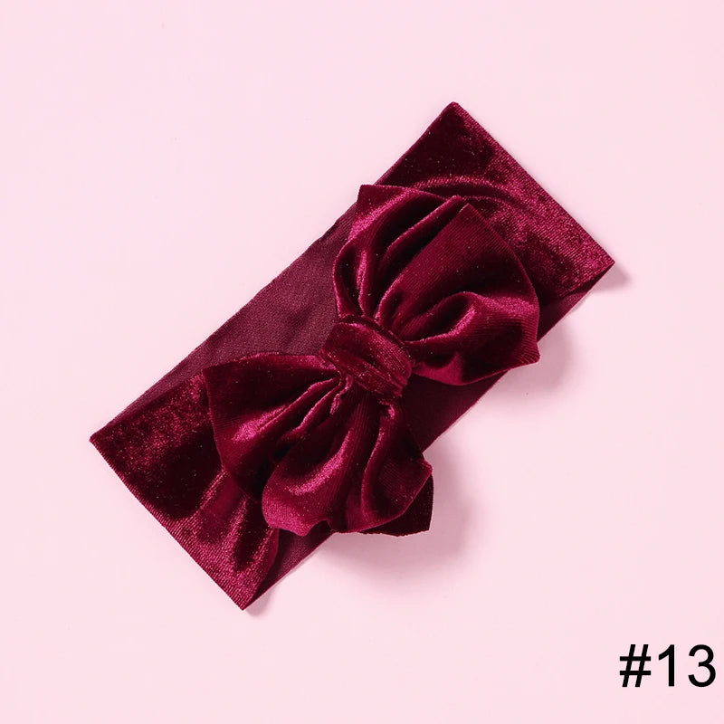 Baby Girls Velvet Headband Big Bow Hair Band Soft Ribbon