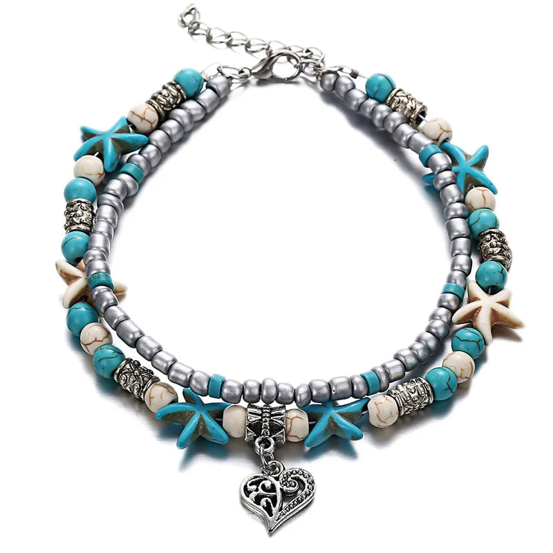 Bohemian Multi-layer Starfish Turtle Anklets