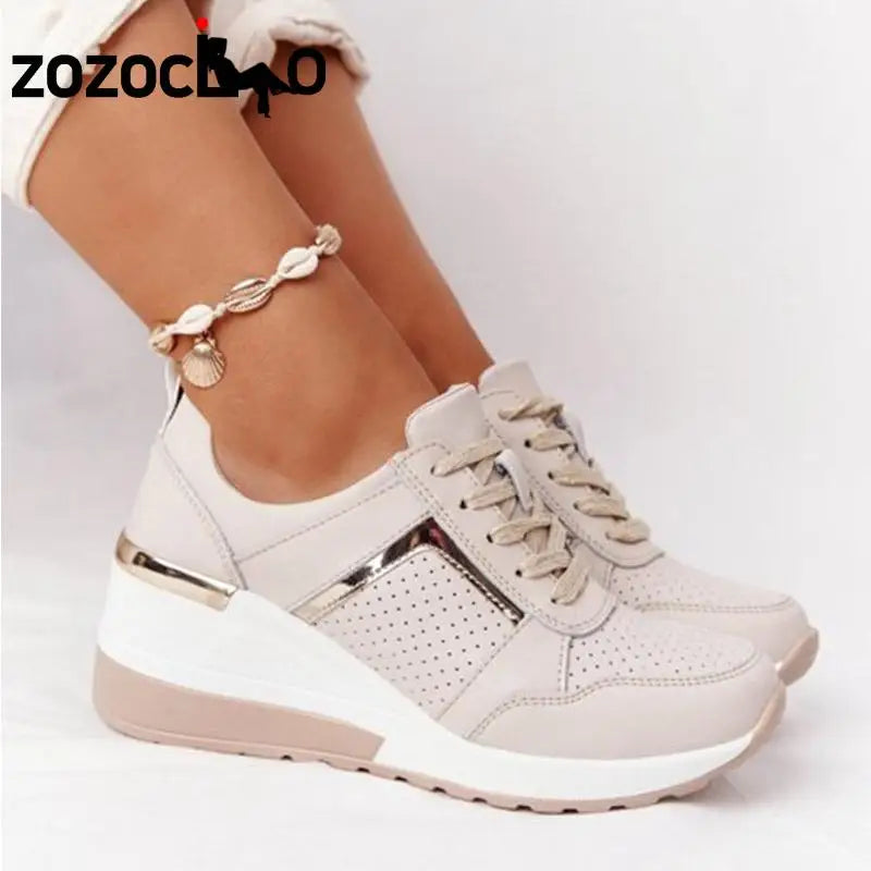 Women's Lace-Up Wedge Casual Sneakers