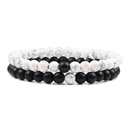 2 bracelets de perles en œil de tigre et pierre de lave noire pour couples
