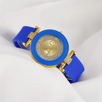 Rhinestone Women's Casual Watch with Silicone Strap