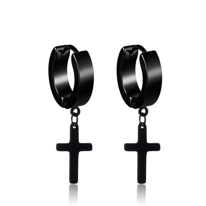 Boucles d'oreilles punk noires en acier inoxydable pour hommes