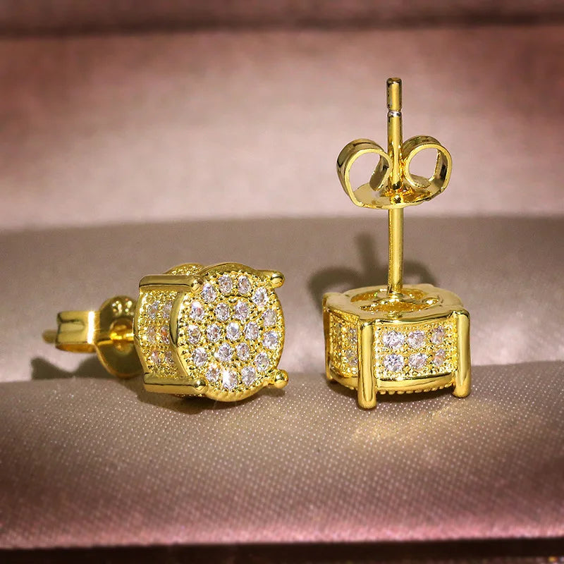 Women's Luxury Round Wedding Crystal Stud Earrings