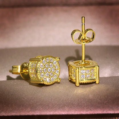 Women's Luxury Round Wedding Crystal Stud Earrings