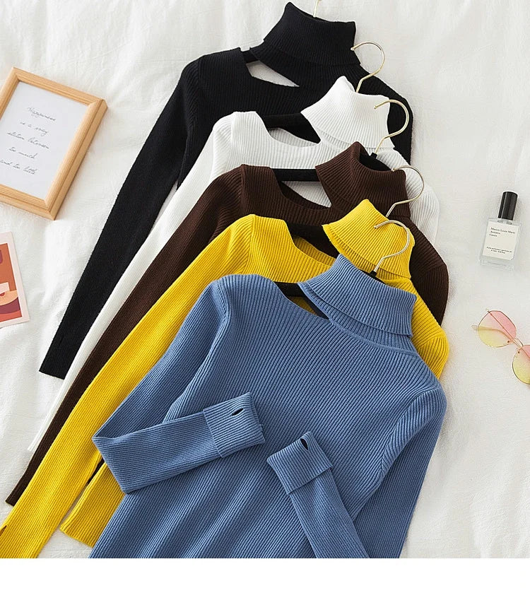 Lace Ruffle Turtleneck Sweater for Women's