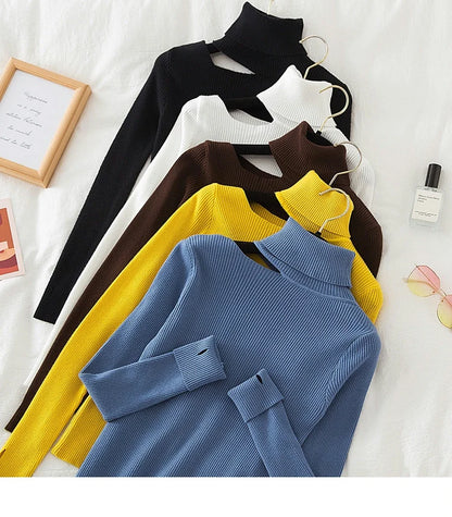 Lace Ruffle Turtleneck Sweater for Women's