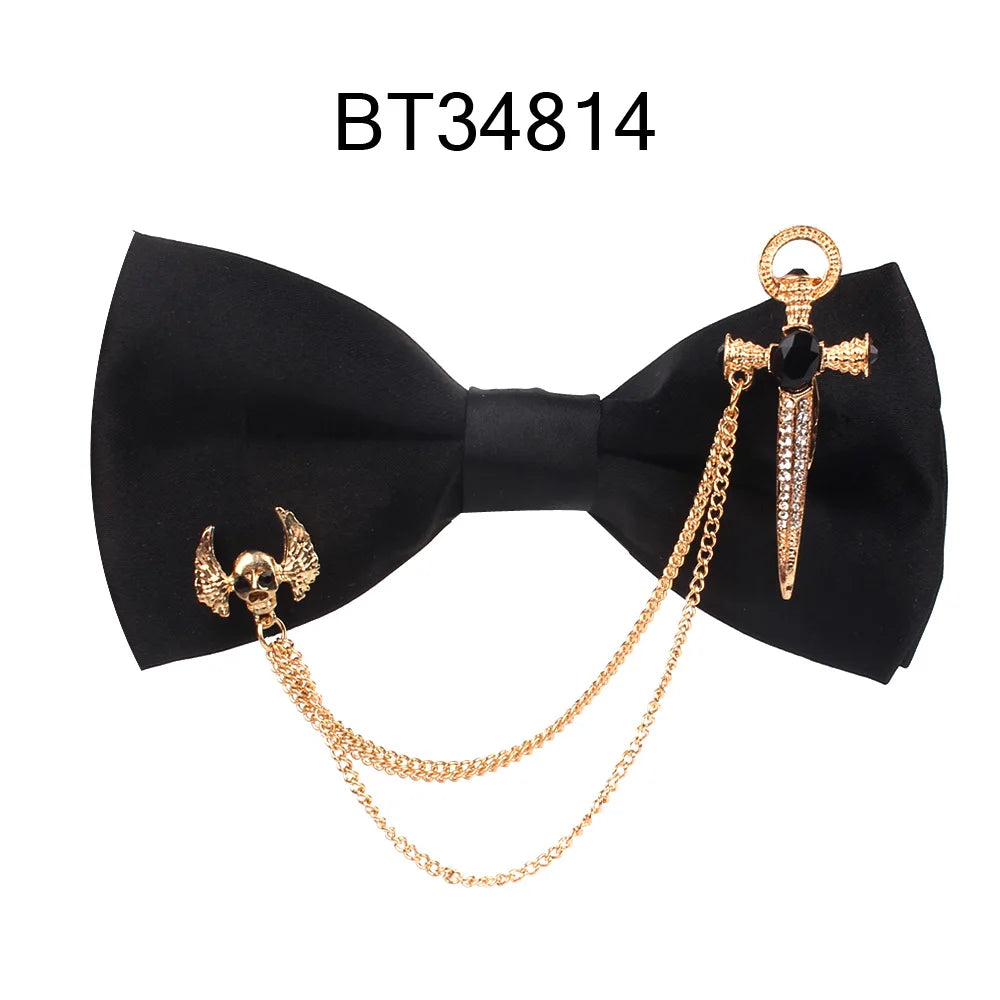 Black Metal Decorated Bowtie for Men