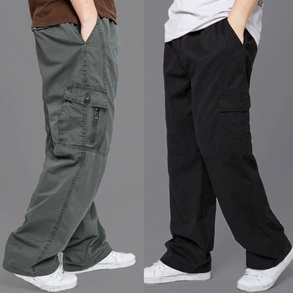 Versatile Oversize Men's Cargo Pants in Solid Grey