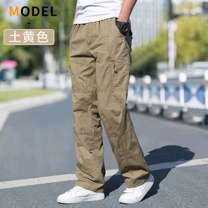 Versatile Oversize Men's Cargo Pants in Solid Grey