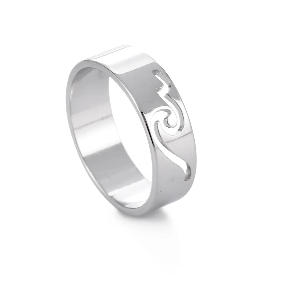 Stainless Steel Wave Couple Ring – Minimalist Matching His and Hers Wedding Bands