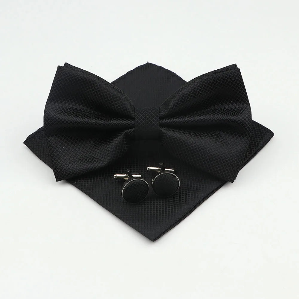 Men's Formal Pocket Square Cufflinks Polyester Bowtie
