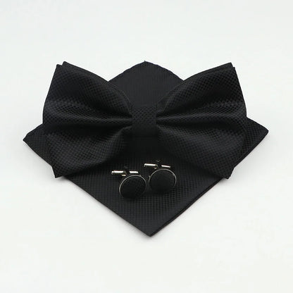 Men's Formal Pocket Square Cufflinks Polyester Bowtie