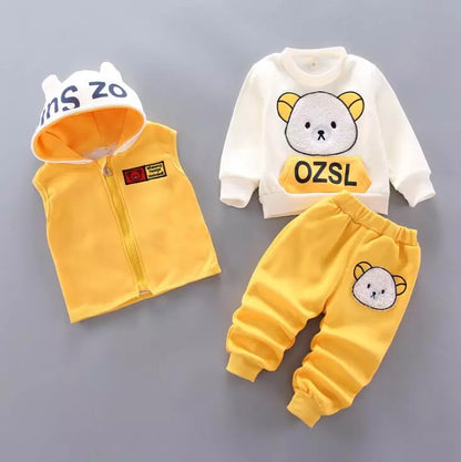 Ensemble pantalon à capuche et ours en flanelle d'hiver pour enfants