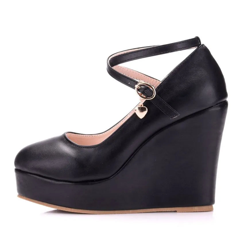 Women's Flock Buckle Ankle Strap Shoes