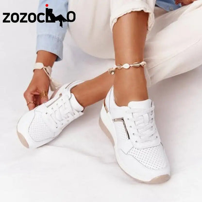 Women's Lace-Up Wedge Casual Sneakers