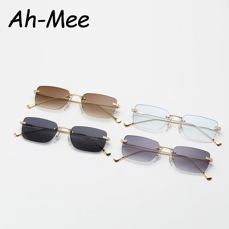 Rimless Square Rectangle Punk Sunglasses